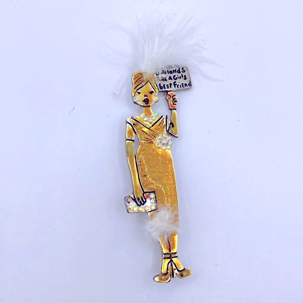 AJMC Vintage Marilyn Enamel Pin Diamonds Are A Girl's Best Friend